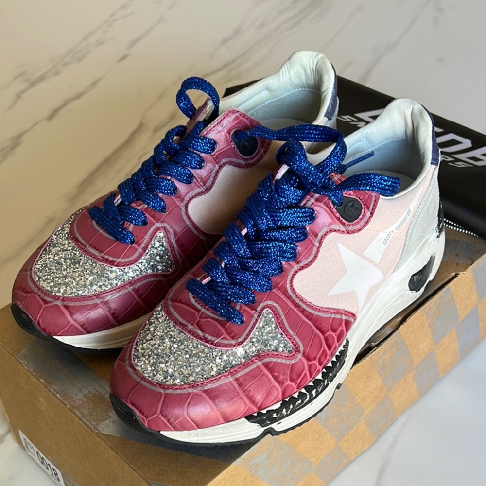 Golden Goose Rose and Pink and Silver Sneakers with Modern Design